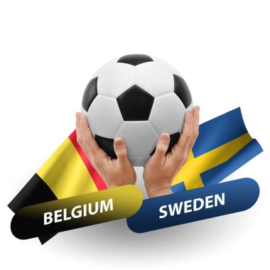 Soccer football competition match, national teams belgium vs sweden