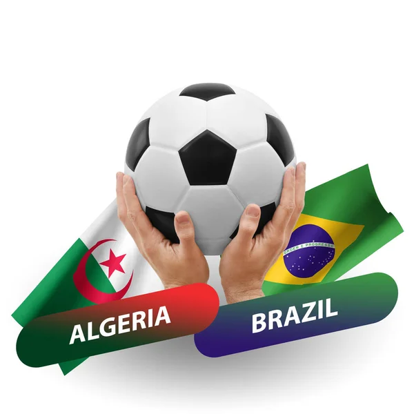 Soccer Football Competition Match National Teams Algeria Brazil — Stock Photo, Image