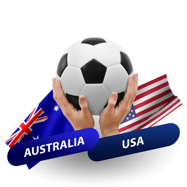 Ποδόσφαιρο Αγώνα Ποδοσφαίρου Εθνικές Ομάδες Αυστραλία Εναντίον Ηπα — Φωτογραφία Αρχείου
