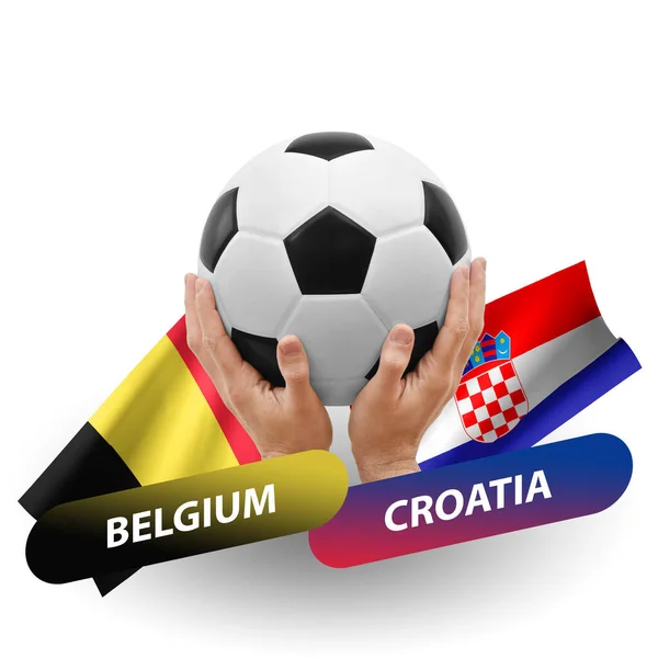 Soccer Football Competition Match National Teams Belgium Croatia — Stockfoto