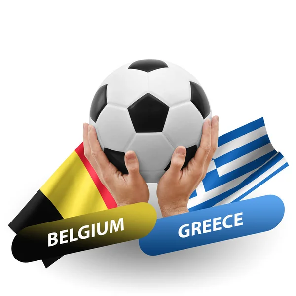 Soccer Football Competition Match National Teams Belgium Greece — стокове фото