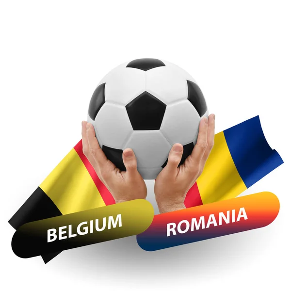 Soccer Football Competition Match National Teams Belgium Romania — Stockfoto