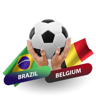 Soccer football competition match, national teams brazil vs belgium