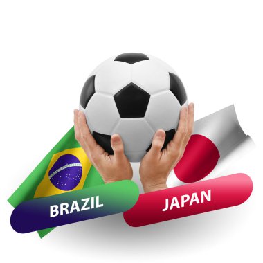 Soccer football competition match, national teams brazil vs japan