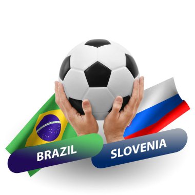 Soccer football competition match, national teams brazil vs slovenia