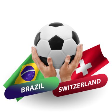 Soccer football competition match, national teams brazil vs switzerland