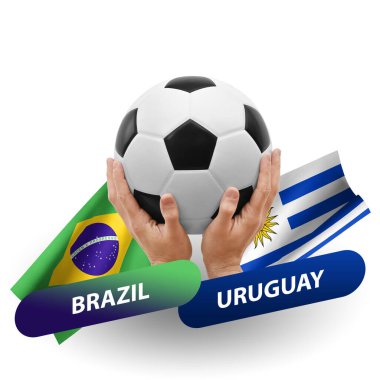 Soccer football competition match, national teams brazil vs uruguay