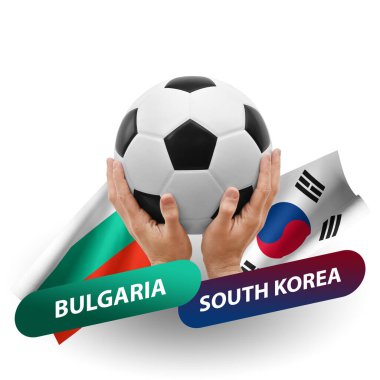 Soccer football competition match, national teams bulgaria vs south korea