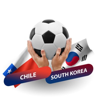 Soccer football competition match, national teams chile vs south korea