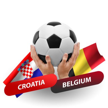Soccer football competition match, national teams croatia vs belgium