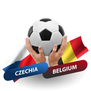 Soccer football competition match, national teams czechia vs belgium