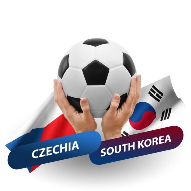 Soccer football competition match, national teams czechia vs south korea