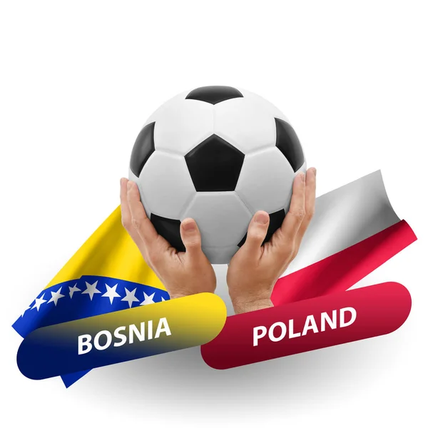 Soccer Football Competition Match National Teams Bosnia Poland —  Fotos de Stock