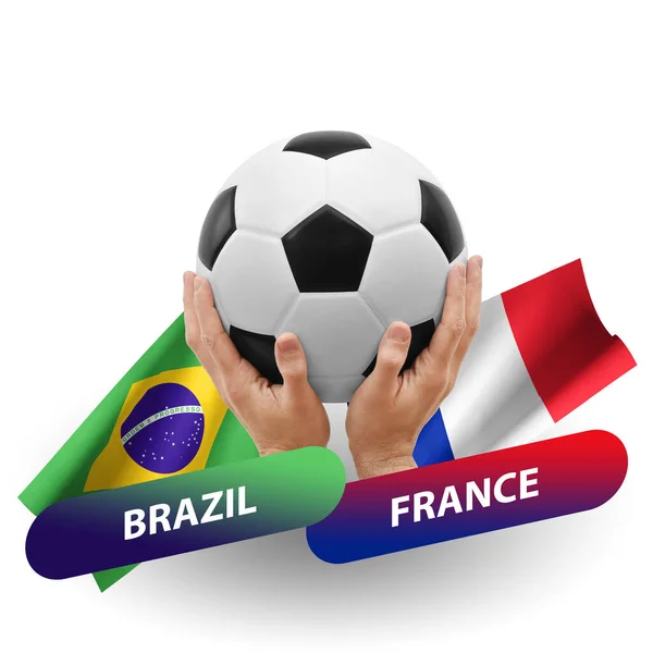Матч Футбольних Змагань Збірні Бразилії Проти Франції — стокове фото