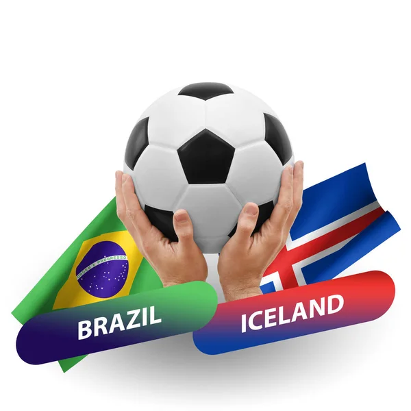 Soccer Football Competition Match National Teams Brazil Iceland — Stock fotografie