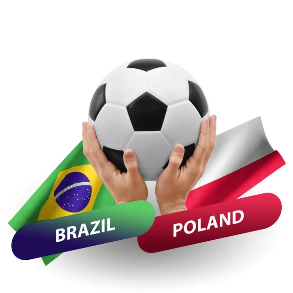 Fútbol Partido Competición Fútbol Equipos Nacionales Brasil Polonia — Foto de Stock