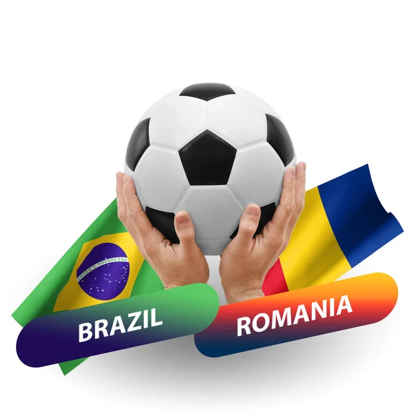 Soccer Football Competition Match National Teams Brazil Romania — Photo