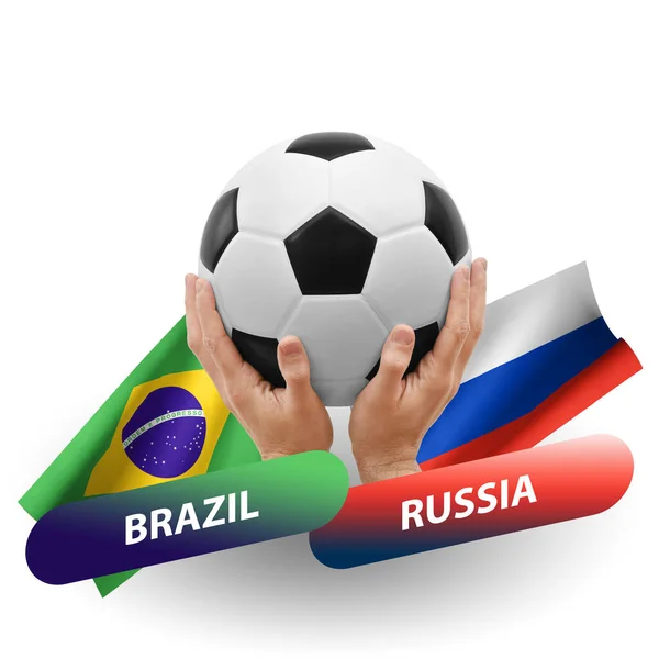 Ποδόσφαιρο Αγώνα Ποδοσφαίρου Εθνικές Ομάδες Brazil Ρωσία — Φωτογραφία Αρχείου