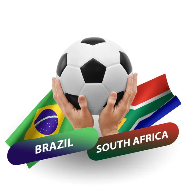 Soccer Football Competition Match National Teams Brazil South Africa — Stok fotoğraf
