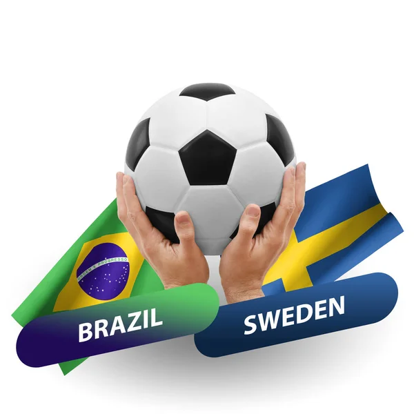 Soccer Football Competition Match National Teams Brazil Sweden — Stockfoto
