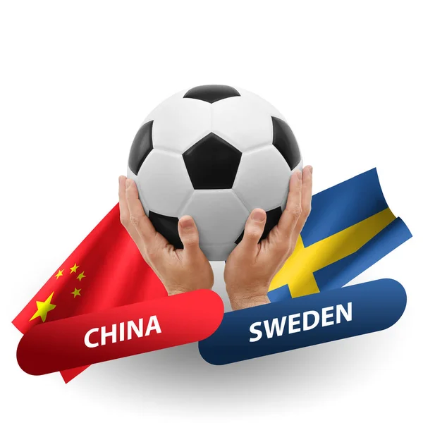 サッカーの試合 中国代表対スウェーデン — ストック写真
