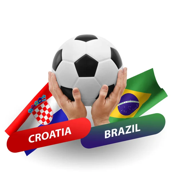Soccer Football Competition Match National Teams Croatia Brazil — 图库照片