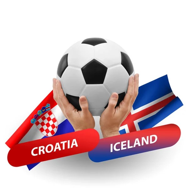 Soccer Football Competition Match National Teams Croatia Iceland — стокове фото