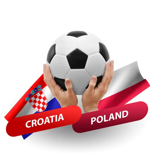 Soccer Football Competition Match National Teams Croatia Poland — стокове фото