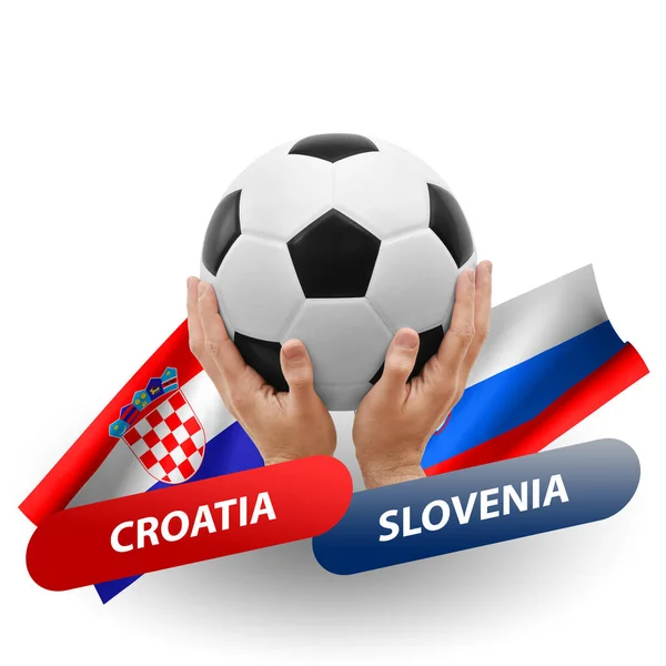Soccer Football Competition Match National Teams Croatia Slovenia — Stockfoto