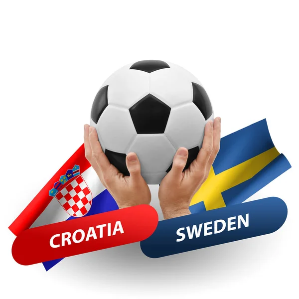 Soccer Football Competition Match National Teams Croatia Sweden — 图库照片