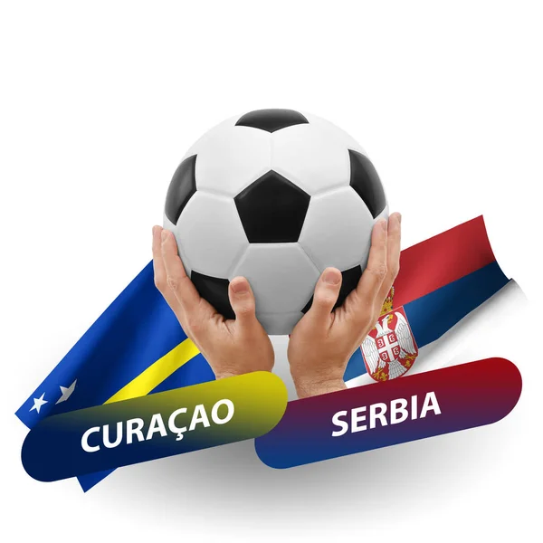 サッカーの試合 代表チームCuracao対セルビア — ストック写真