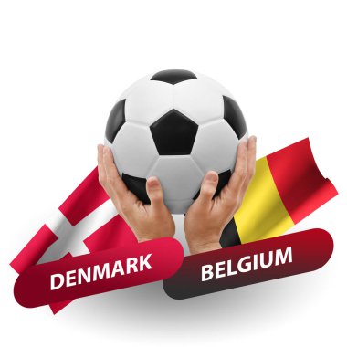 Soccer football competition match, national teams denmark vs belgium