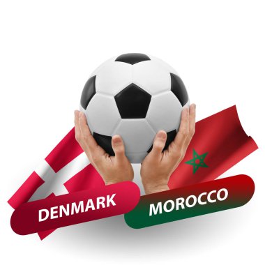 Soccer football competition match, national teams denmark vs morocco