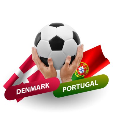 Soccer football competition match, national teams denmark vs portugal