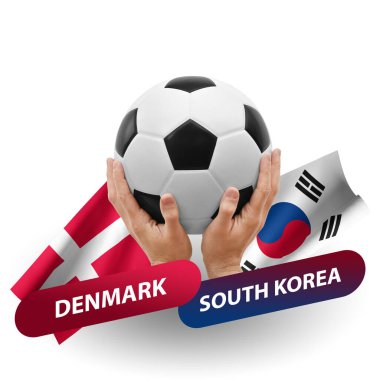 Soccer football competition match, national teams denmark vs south korea