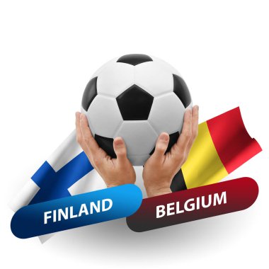Soccer football competition match, national teams finland vs belgium