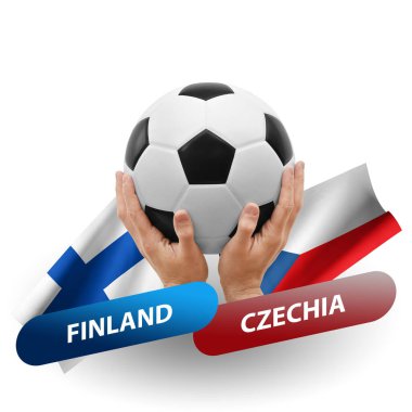 Soccer football competition match, national teams finland vs czechia