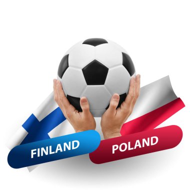 Soccer football competition match, national teams finland vs poland