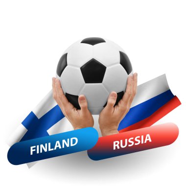 Soccer football competition match, national teams finland vs russia