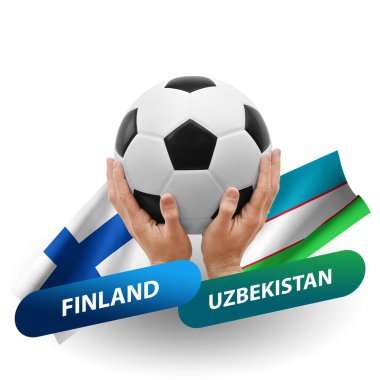 Soccer football competition match, national teams finland vs uzbekistan