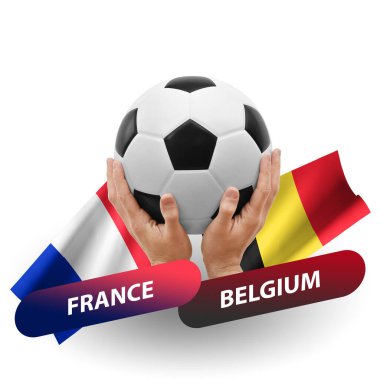 Soccer football competition match, national teams france vs belgium
