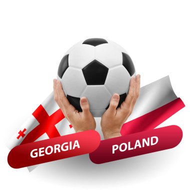 Soccer football competition match, national teams georgia vs poland