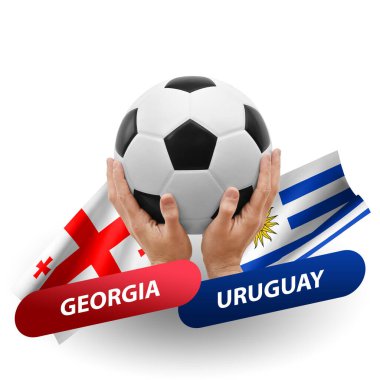 Soccer football competition match, national teams georgia vs uruguay