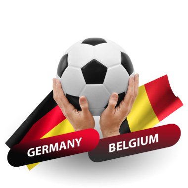 Soccer football competition match, national teams germany vs belgium