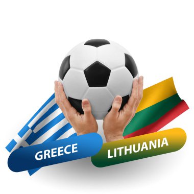 Soccer football competition match, national teams greece vs lithuania