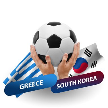 Soccer football competition match, national teams greece vs south korea
