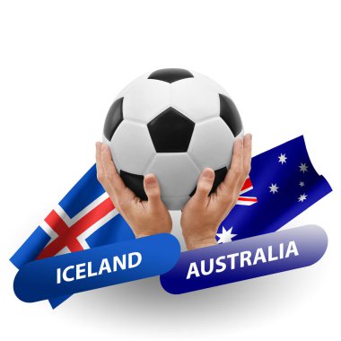 Soccer football competition match, national teams iceland vs australia