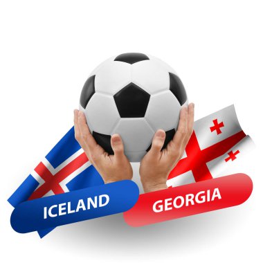Soccer football competition match, national teams iceland vs georgia