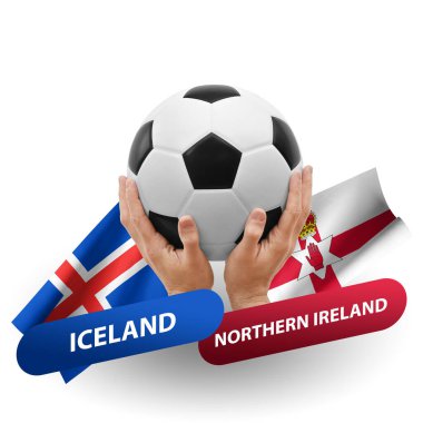 Soccer football competition match, national teams iceland vs northern ireland