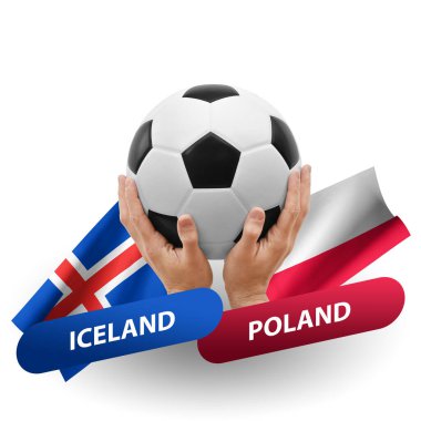 Soccer football competition match, national teams iceland vs poland
